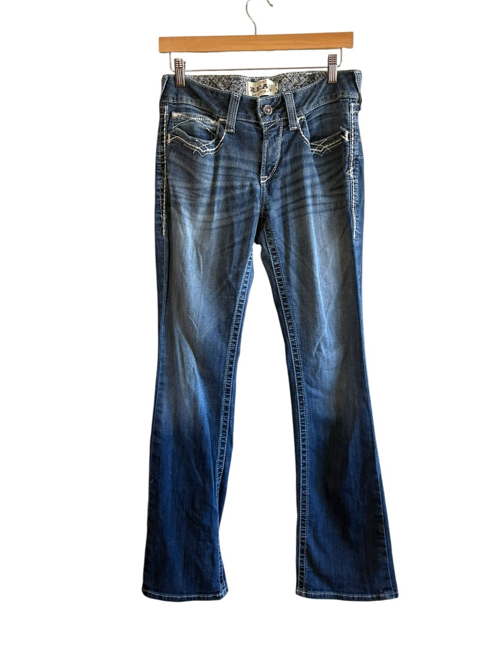 Ariat REAL Denim Size 29L Dark Wash Bootcut Jeans Western Country Cowgirl Denim